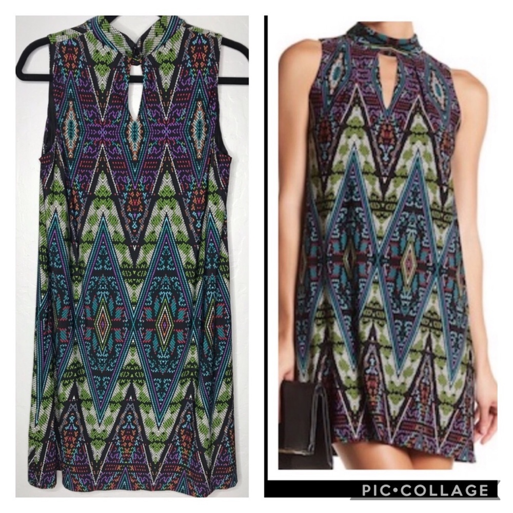LONDON TIMES Multicolored Patterned Sleeveless 12P Dress